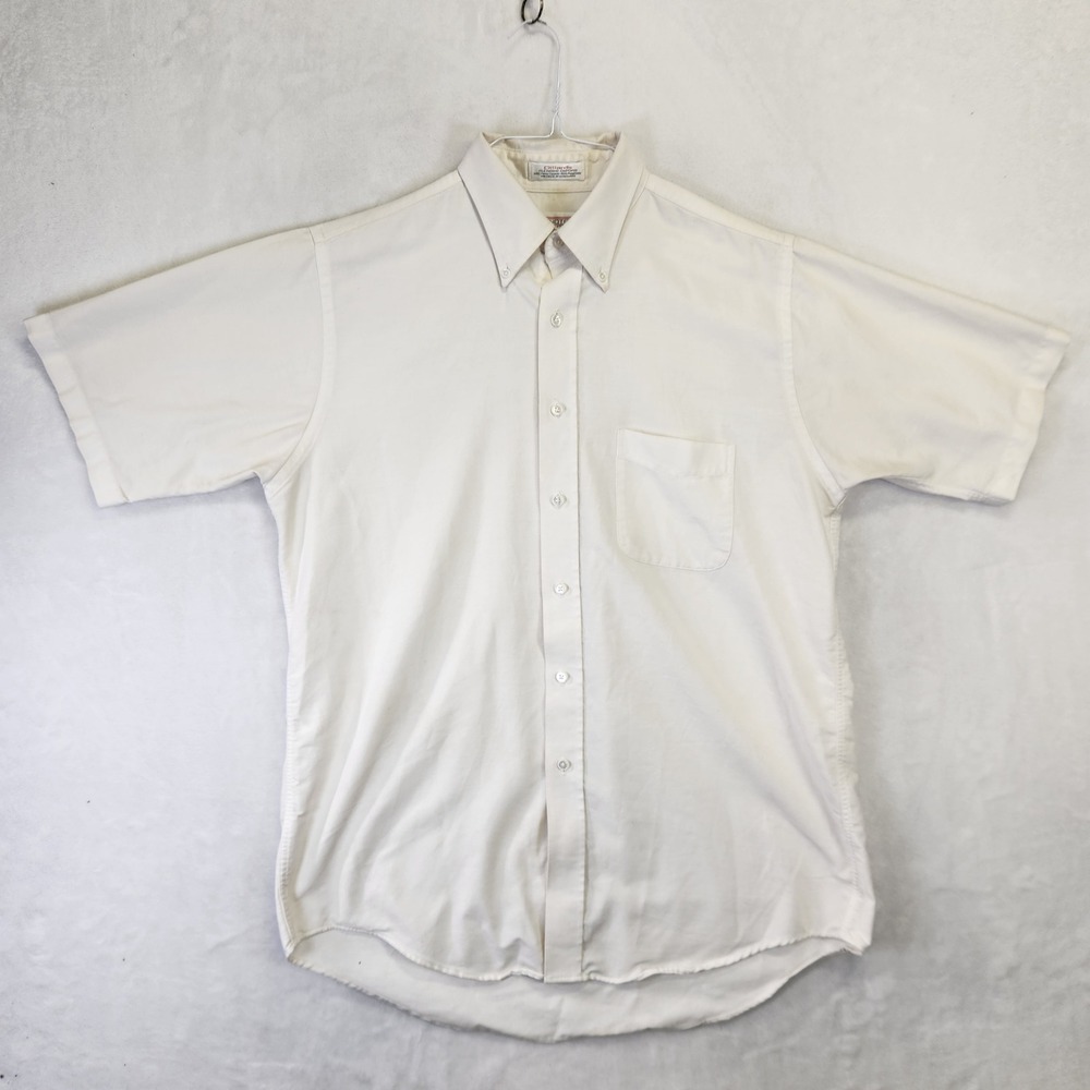 Vintage Roundtree & Yorke Mens White Short Sleeve Oxford Shirt Size 16 Dillard's